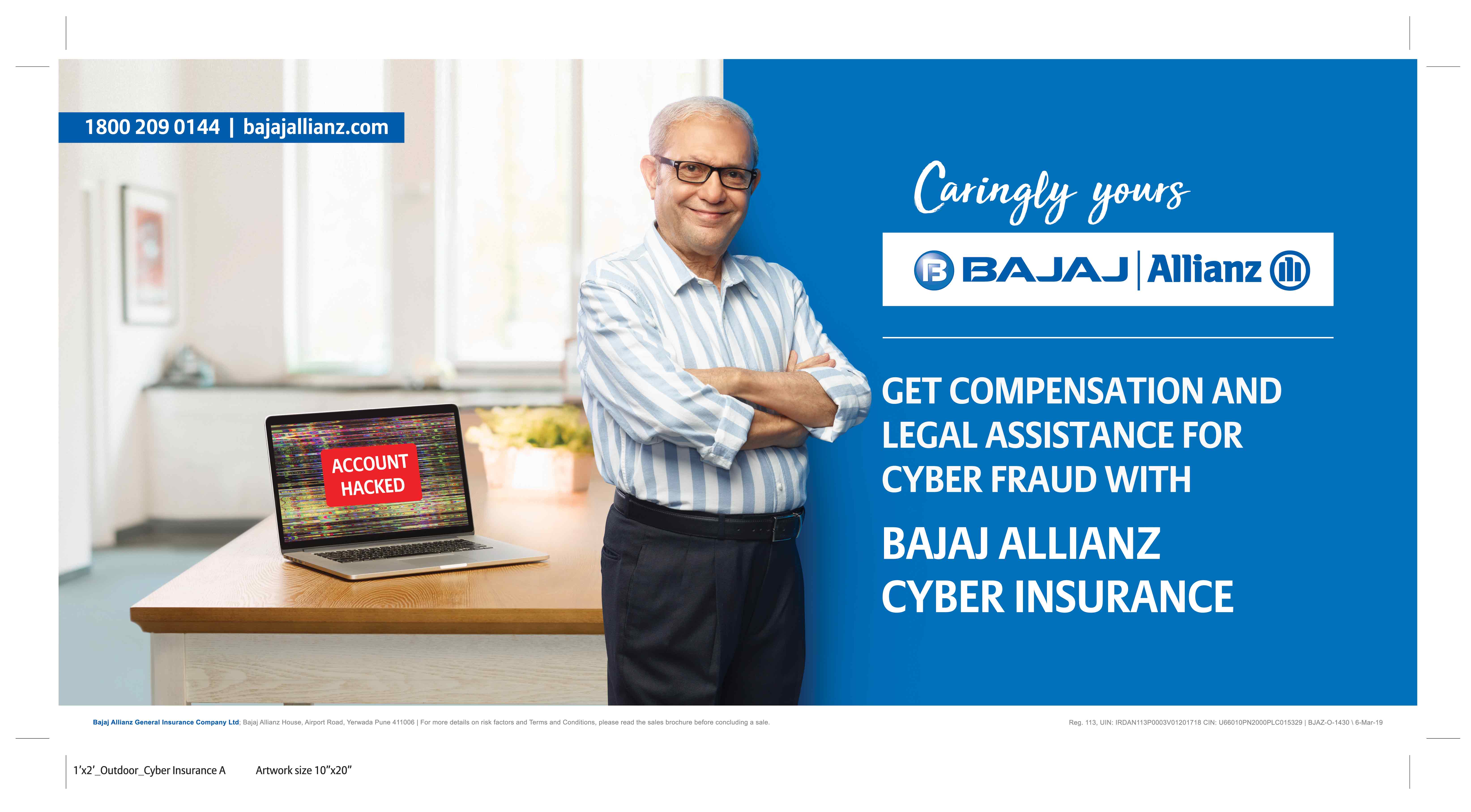 Elderly man with hacked laptop – Bajaj Allianz Cyber Insurance for cyber fraud protection